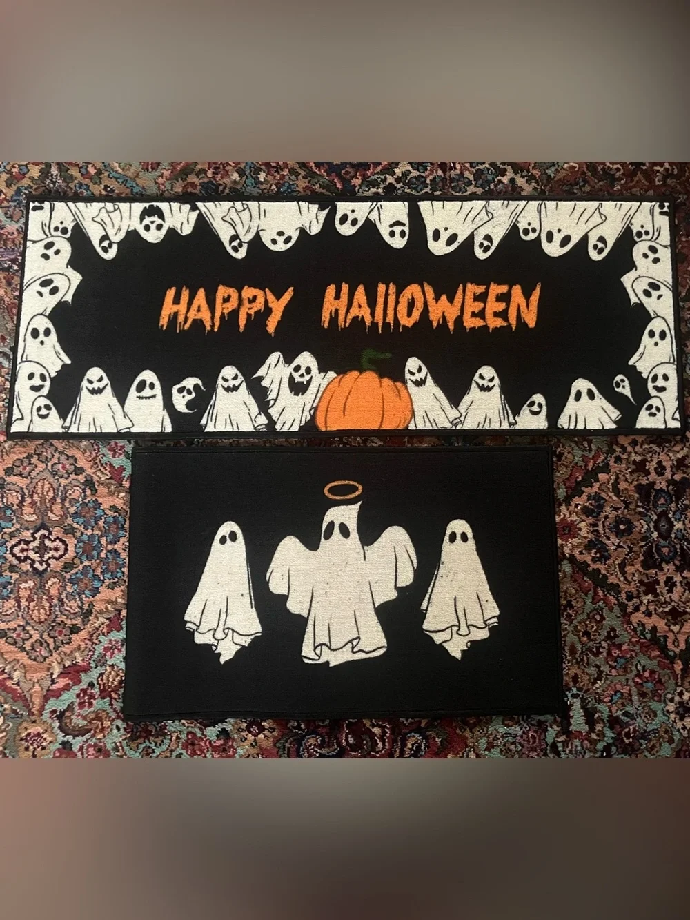 Halloween Ghost and Pumpkin Rug/Mat Set